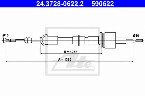 Ate 24.3728-0622.2 Clutch cable 24372806222