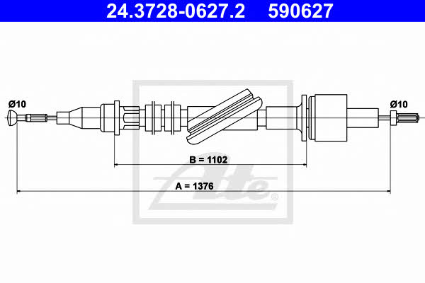 Ate 24.3728-0627.2 Clutch cable 24372806272