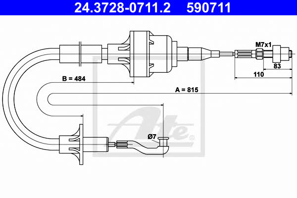 Ate 24.3728-0711.2 Clutch cable 24372807112