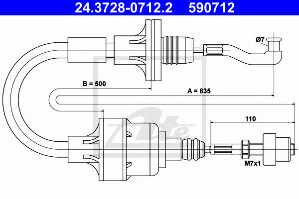Ate 24.3728-0712.2 Clutch cable 24372807122