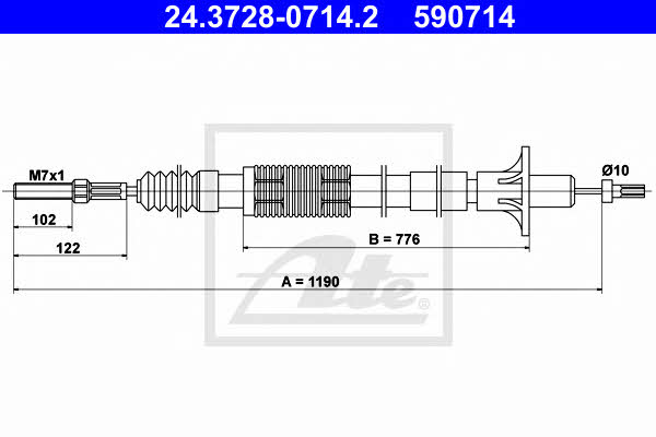 Ate 24.3728-0714.2 Clutch cable 24372807142