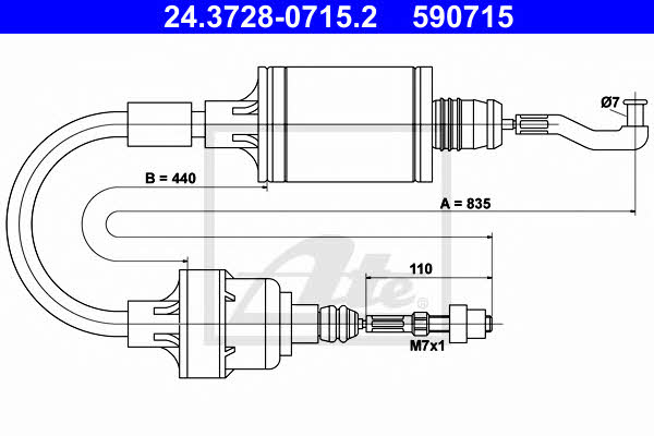 Ate 24.3728-0715.2 Clutch cable 24372807152