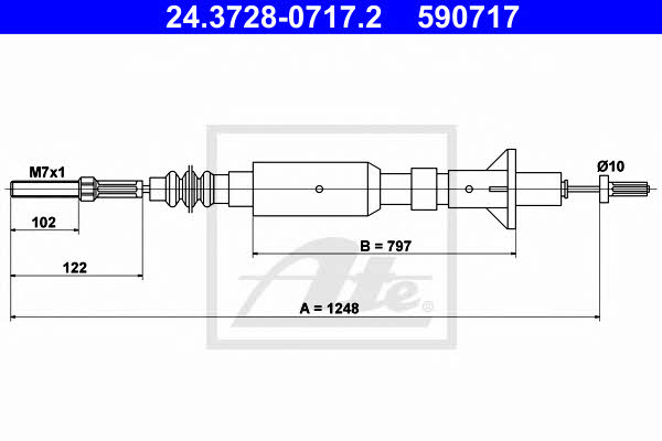 Ate 24.3728-0717.2 Clutch cable 24372807172