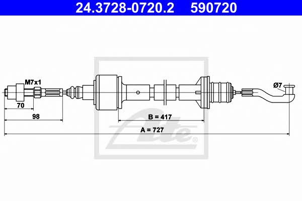Ate 24.3728-0720.2 Clutch cable 24372807202