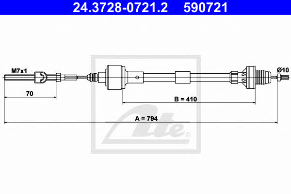 Ate 24.3728-0721.2 Clutch cable 24372807212