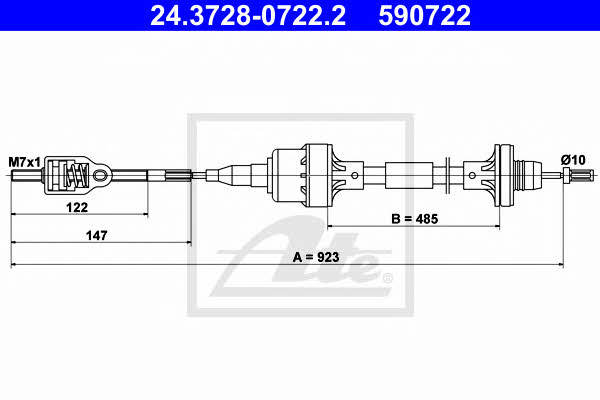 Ate 24.3728-0722.2 Clutch cable 24372807222