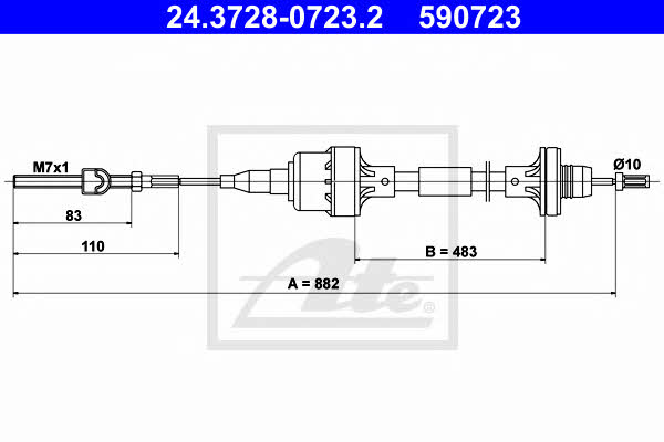 Ate 24.3728-0723.2 Clutch cable 24372807232