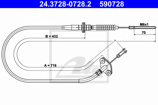 Ate 24.3728-0728.2 Clutch cable 24372807282