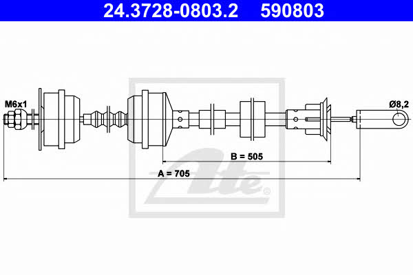 Ate 24.3728-0803.2 Clutch cable 24372808032