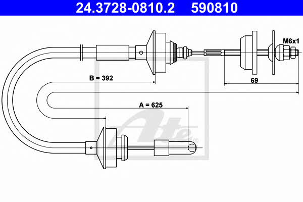 Ate 24.3728-0810.2 Clutch cable 24372808102