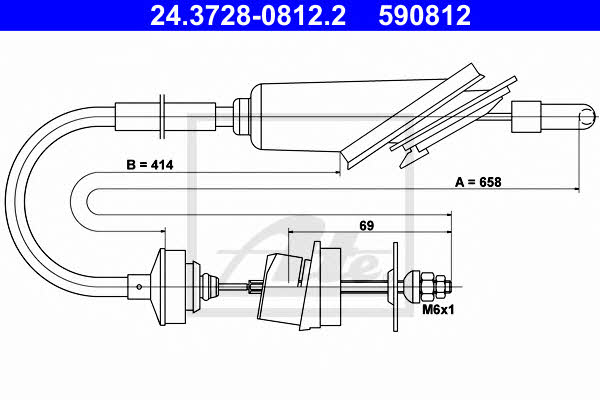 Ate 24.3728-0812.2 Clutch cable 24372808122