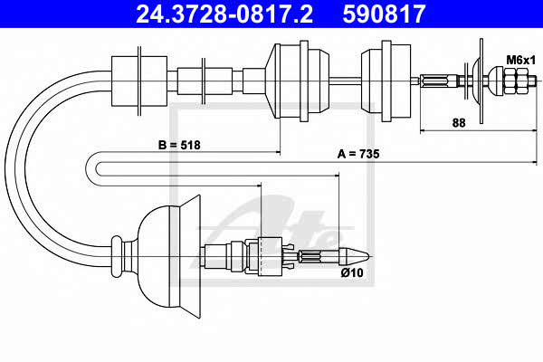 Ate 24.3728-0817.2 Clutch cable 24372808172
