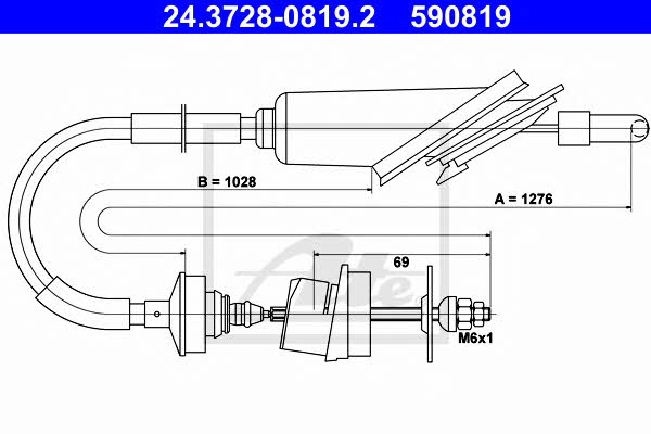 Ate 24.3728-0819.2 Clutch cable 24372808192