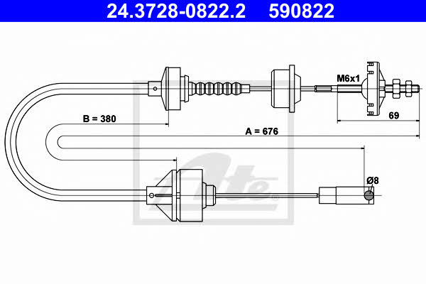 Ate 24.3728-0822.2 Clutch cable 24372808222