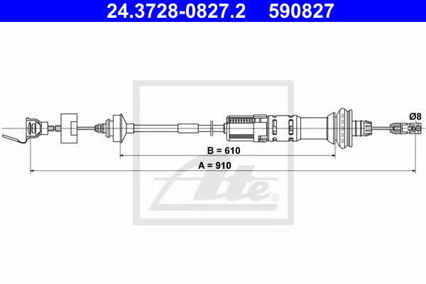 Ate 24.3728-0827.2 Clutch cable 24372808272