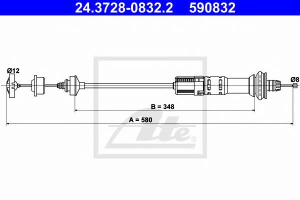 Ate 24.3728-0832.2 Clutch cable 24372808322