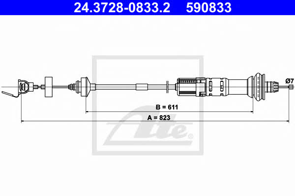 Ate 24.3728-0833.2 Clutch cable 24372808332