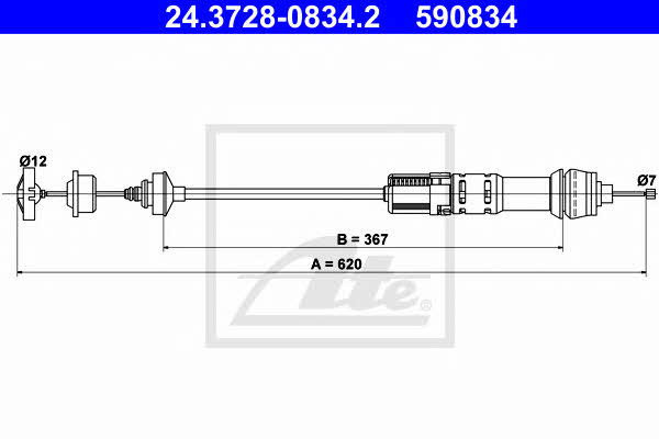 Ate 24.3728-0834.2 Clutch cable 24372808342