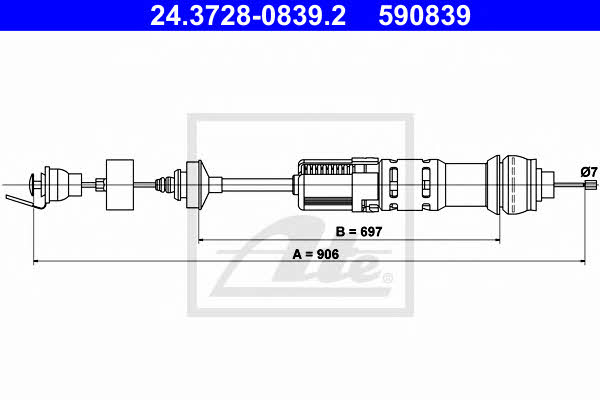 Ate 24.3728-0839.2 Clutch cable 24372808392