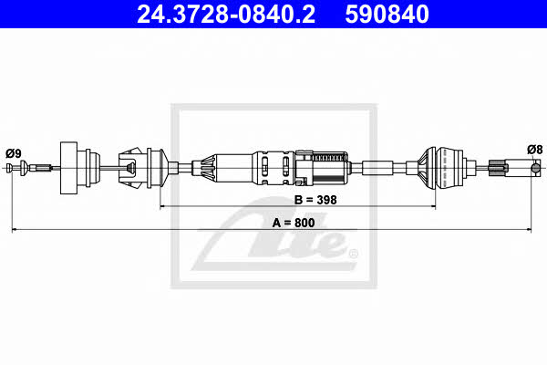 Ate 24.3728-0840.2 Clutch cable 24372808402