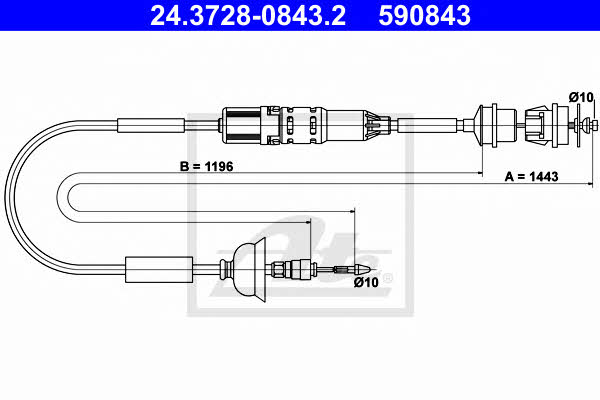 Ate 24.3728-0843.2 Clutch cable 24372808432