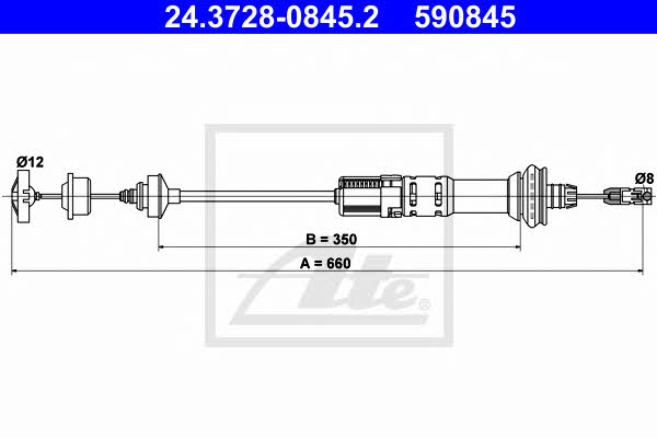 Ate 24.3728-0845.2 Clutch cable 24372808452