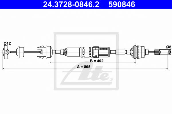 Ate 24.3728-0846.2 Clutch cable 24372808462