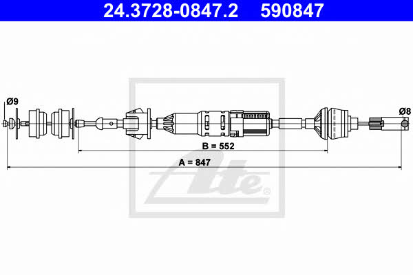 Ate 24.3728-0847.2 Clutch cable 24372808472