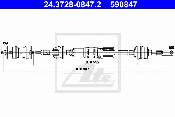 Clutch cable Peugeot 406: 24372808472 Ate Clutch cable