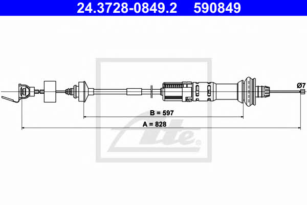 Ate 24.3728-0849.2 Clutch cable 24372808492
