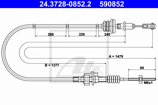 Ate 24.3728-0852.2 Clutch cable 24372808522