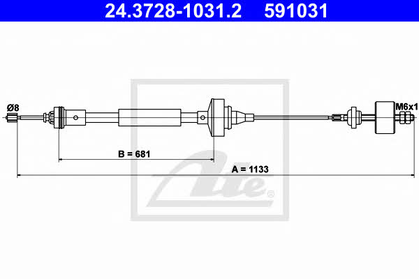 Ate 24.3728-1031.2 Clutch cable 24372810312