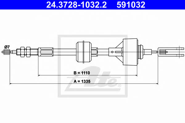 Ate 24.3728-1032.2 Clutch cable 24372810322