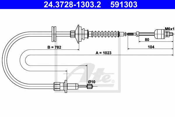 Ate 24.3728-1303.2 Clutch cable 24372813032
