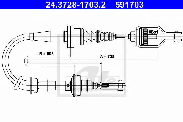 Ate 24.3728-1703.2 Clutch cable 24372817032