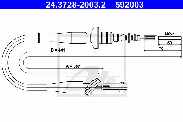 Ate 24.3728-2003.2 Clutch cable 24372820032