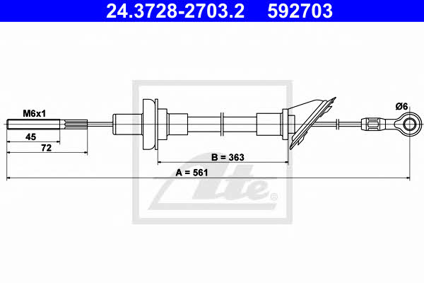 Ate 24.3728-2703.2 Clutch cable 24372827032