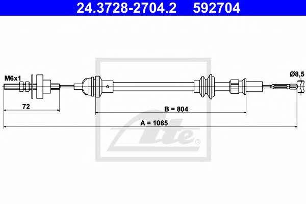 Ate 24.3728-2704.2 Clutch cable 24372827042