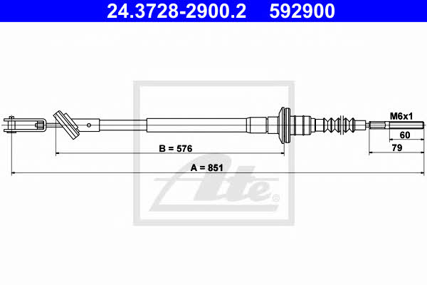 Ate 24.3728-2900.2 Clutch cable 24372829002