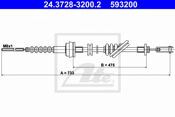 Ate 24.3728-3200.2 Clutch cable 24372832002