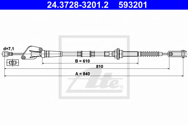 Ate 24.3728-3201.2 Clutch cable 24372832012