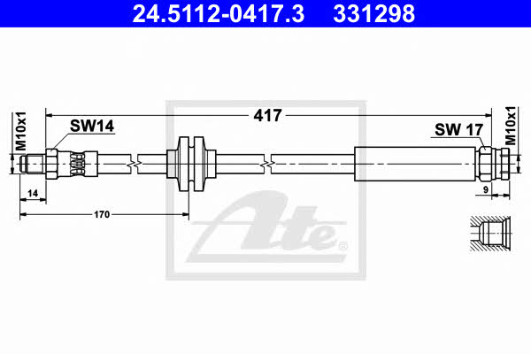 Ate 24.5112-0417.3 Brake Hose 24511204173