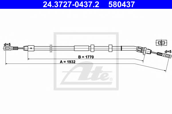 Ate 24.3727-0437.2 Parking brake cable, right 24372704372