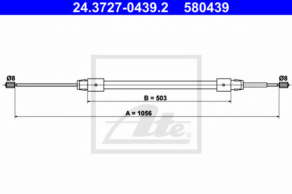 Ate 24.3727-0439.2 Parking brake cable left 24372704392