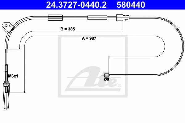 Ate 24.3727-0440.2 Cable Pull, parking brake 24372704402