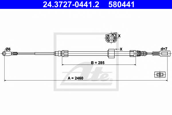 Ate 24.3727-0441.2 Cable Pull, parking brake 24372704412