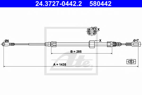 Ate 24.3727-0442.2 Cable Pull, parking brake 24372704422