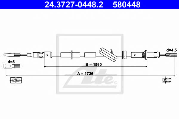 Ate 24.3727-0448.2 Parking brake cable, right 24372704482