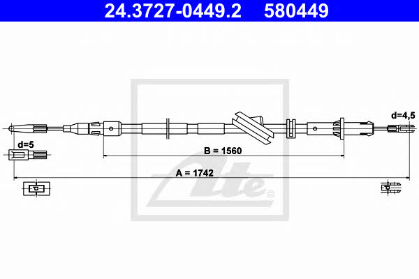 Ate 24.3727-0449.2 Parking brake cable left 24372704492