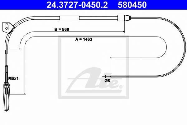 Brake spare parts Mercedes Vaneo: 24372704502 Ate Handbrake cable